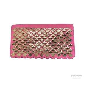 Ted Baker Fluorescent Pink Scallop Edge Clutch EUC